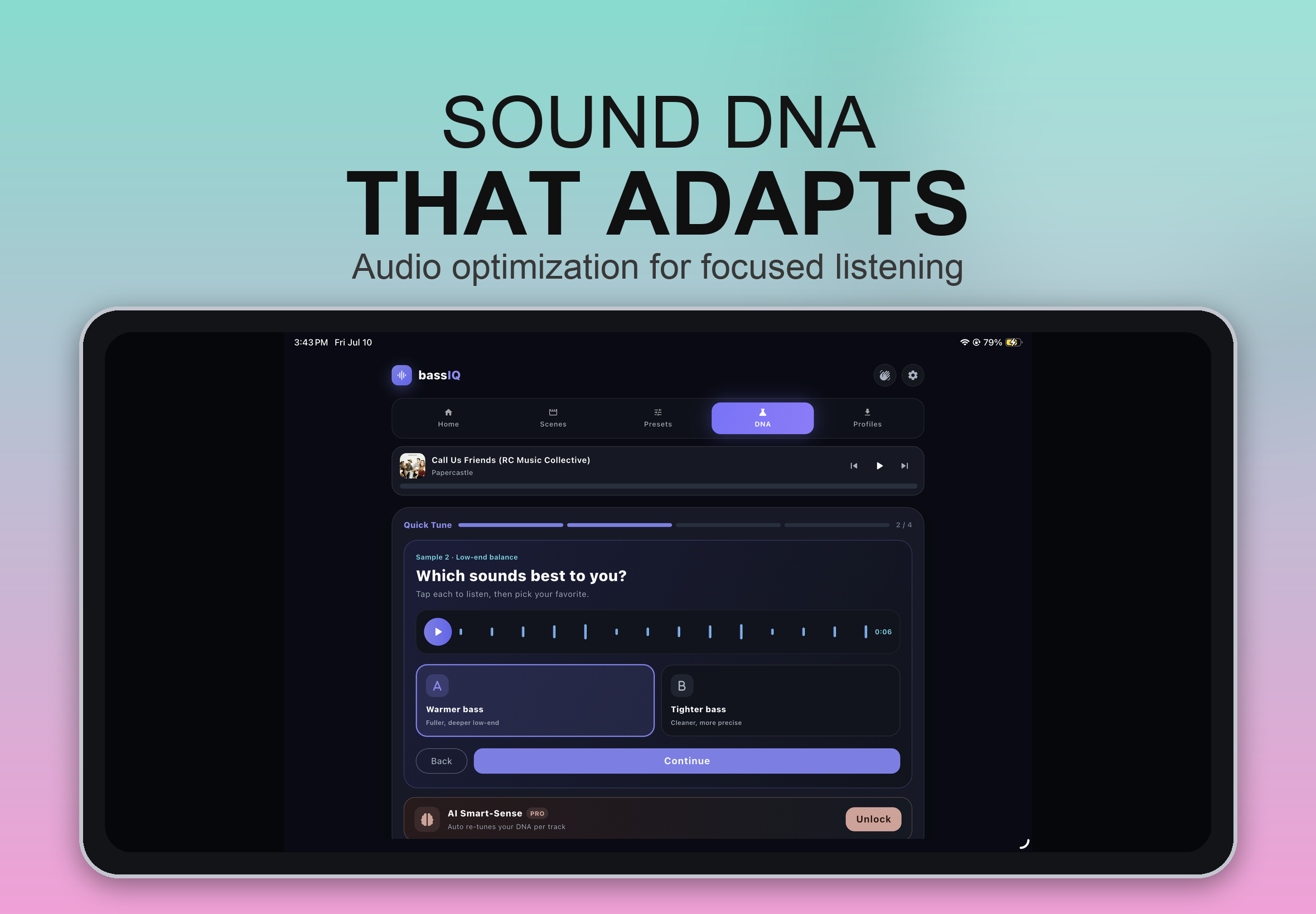 bassIQ Sound DNA on iPad
