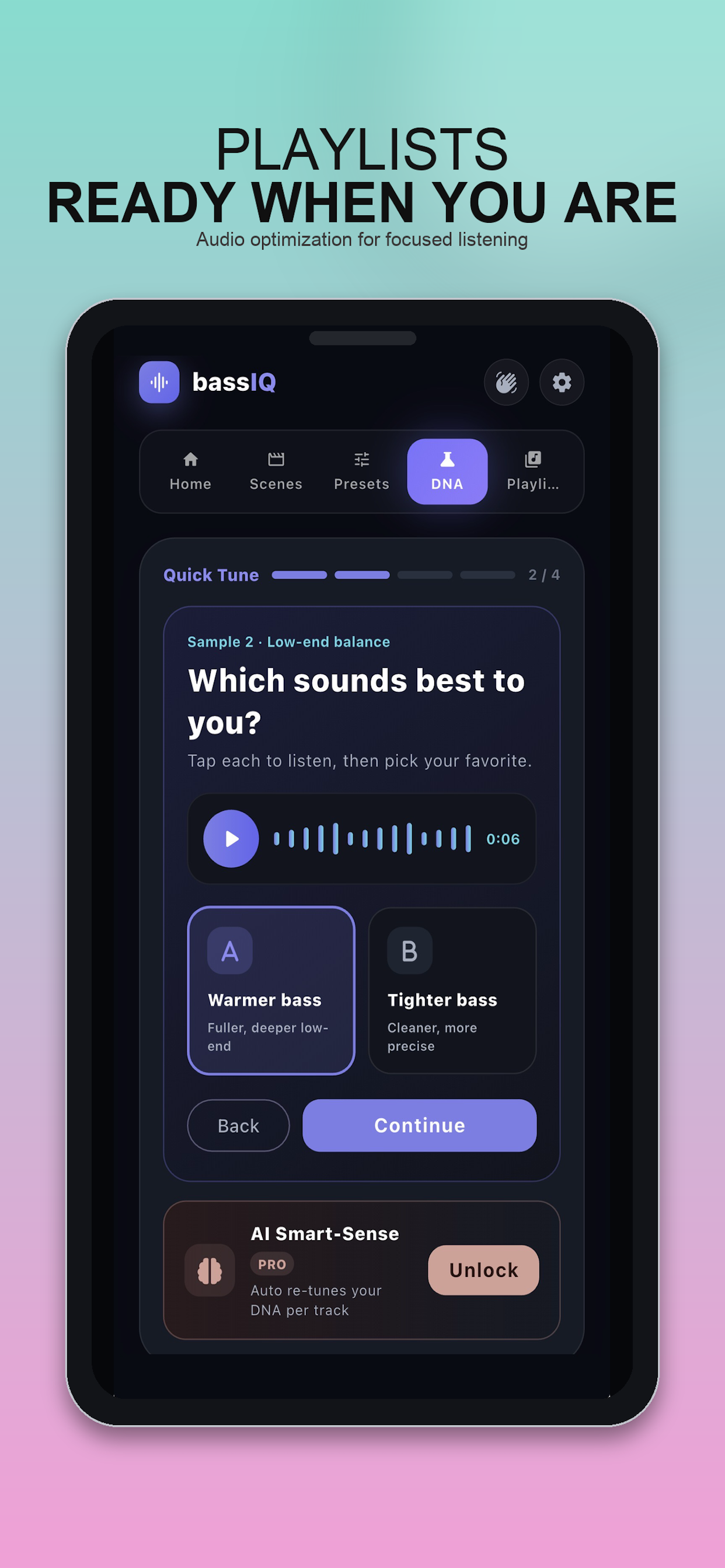 bassIQ Sound DNA on iPhone